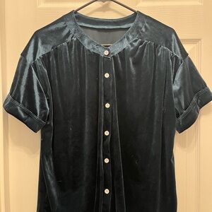Elegant Velvet Button-Up Top